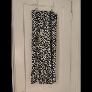 Elegant Blue and White Patterned Maxi Skirt